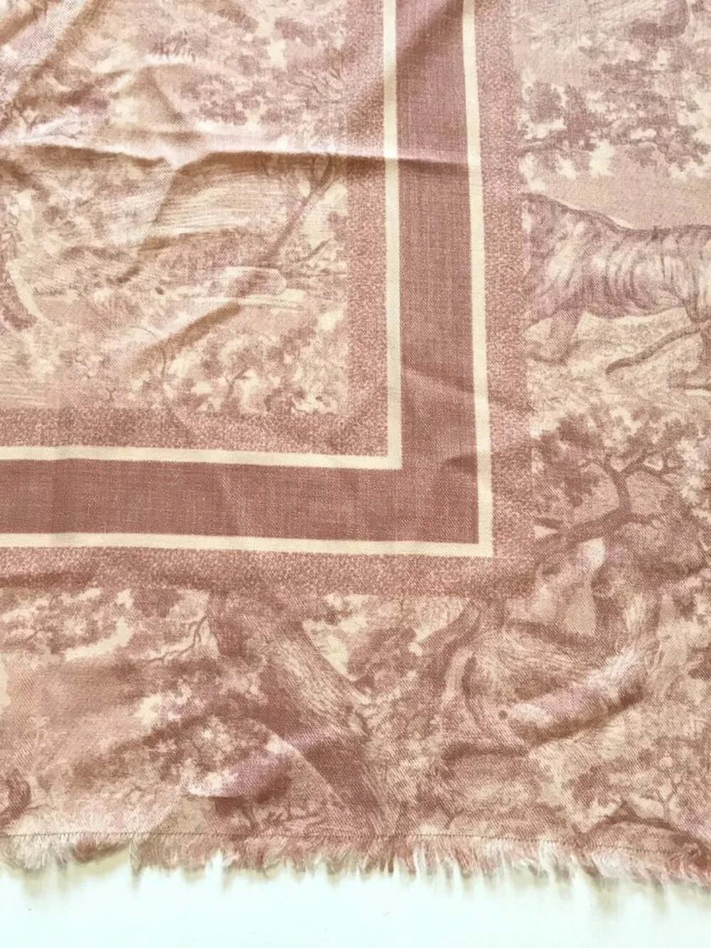 Christian Dior Rose des Vents Toile de Jouy Sauvage Shawl Scarf Wrap Wool Silk